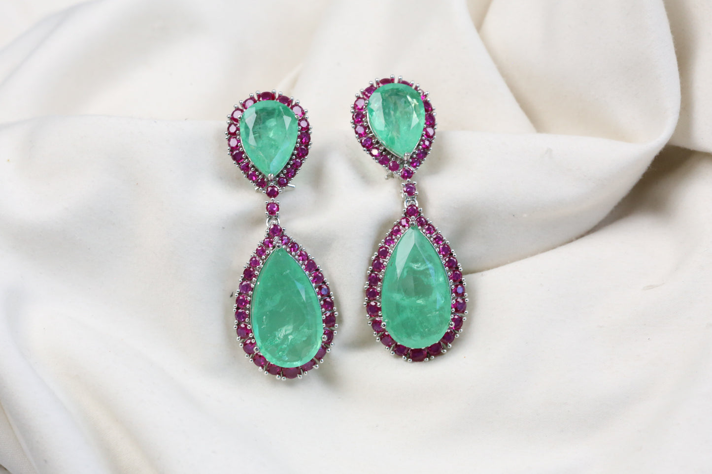 Kareena Doublet CZ Earrings - Mint