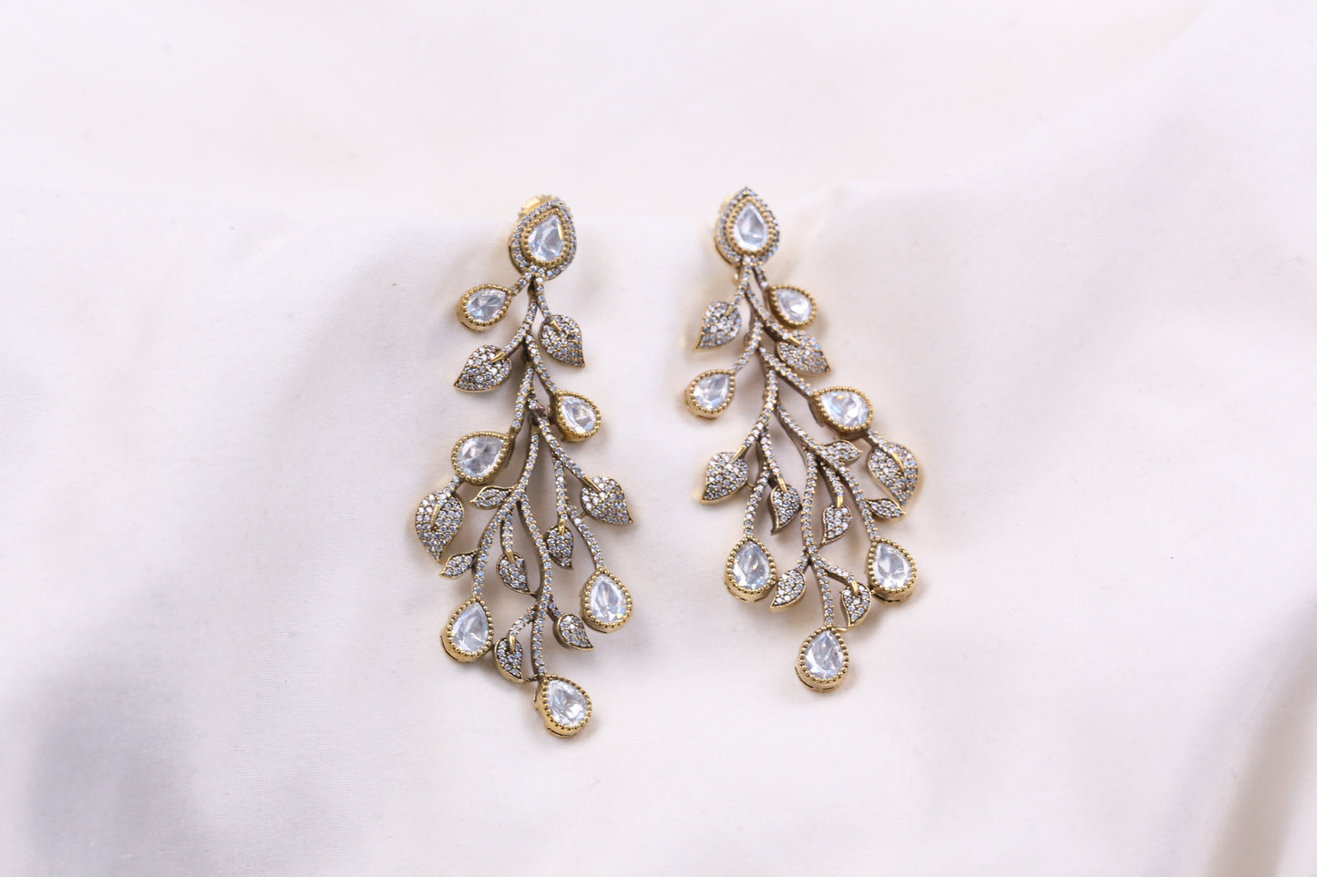 Designer Victorian Micro CZ & Polki Earrings