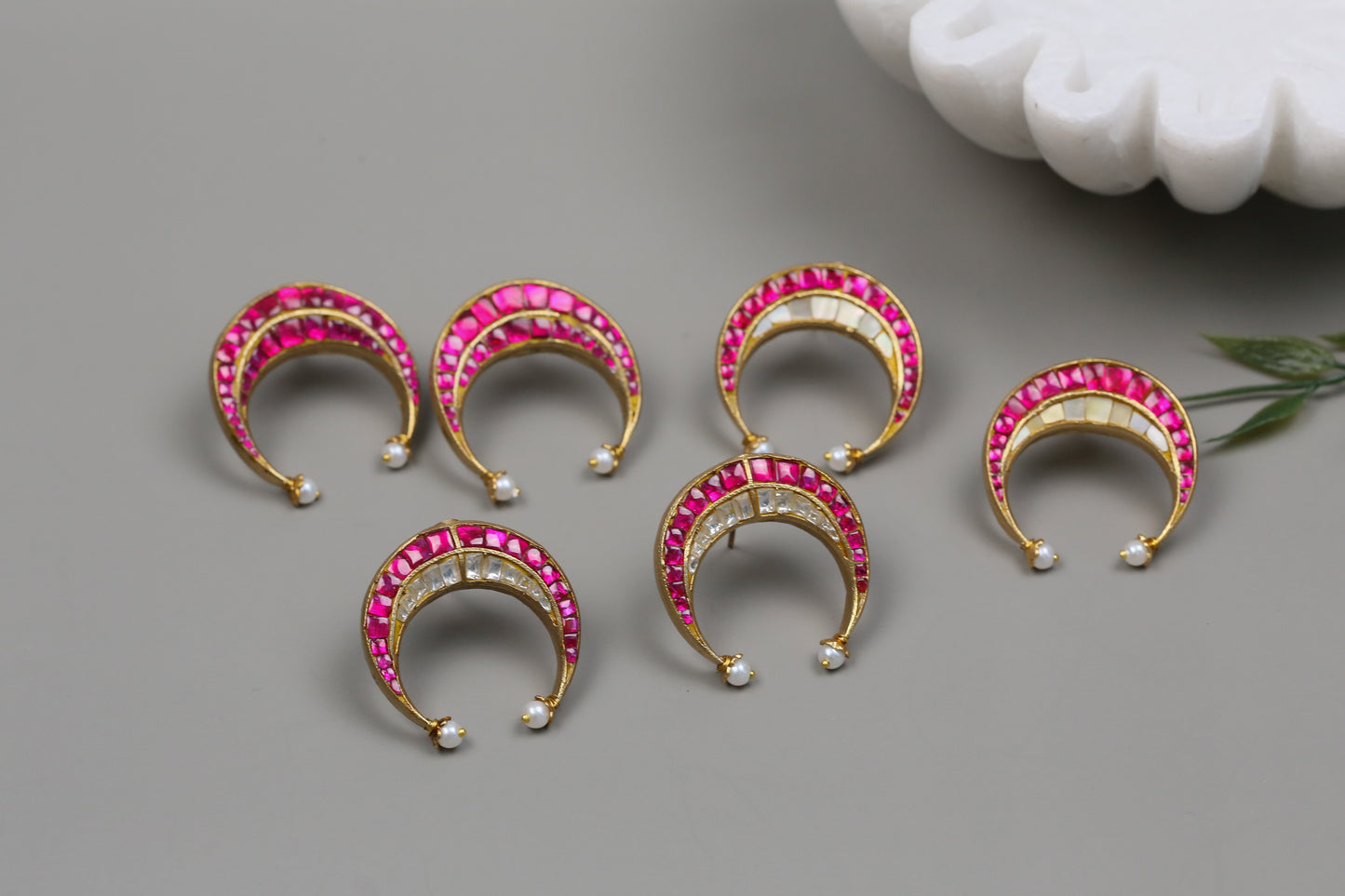 Designer Kundan Chand Earrings