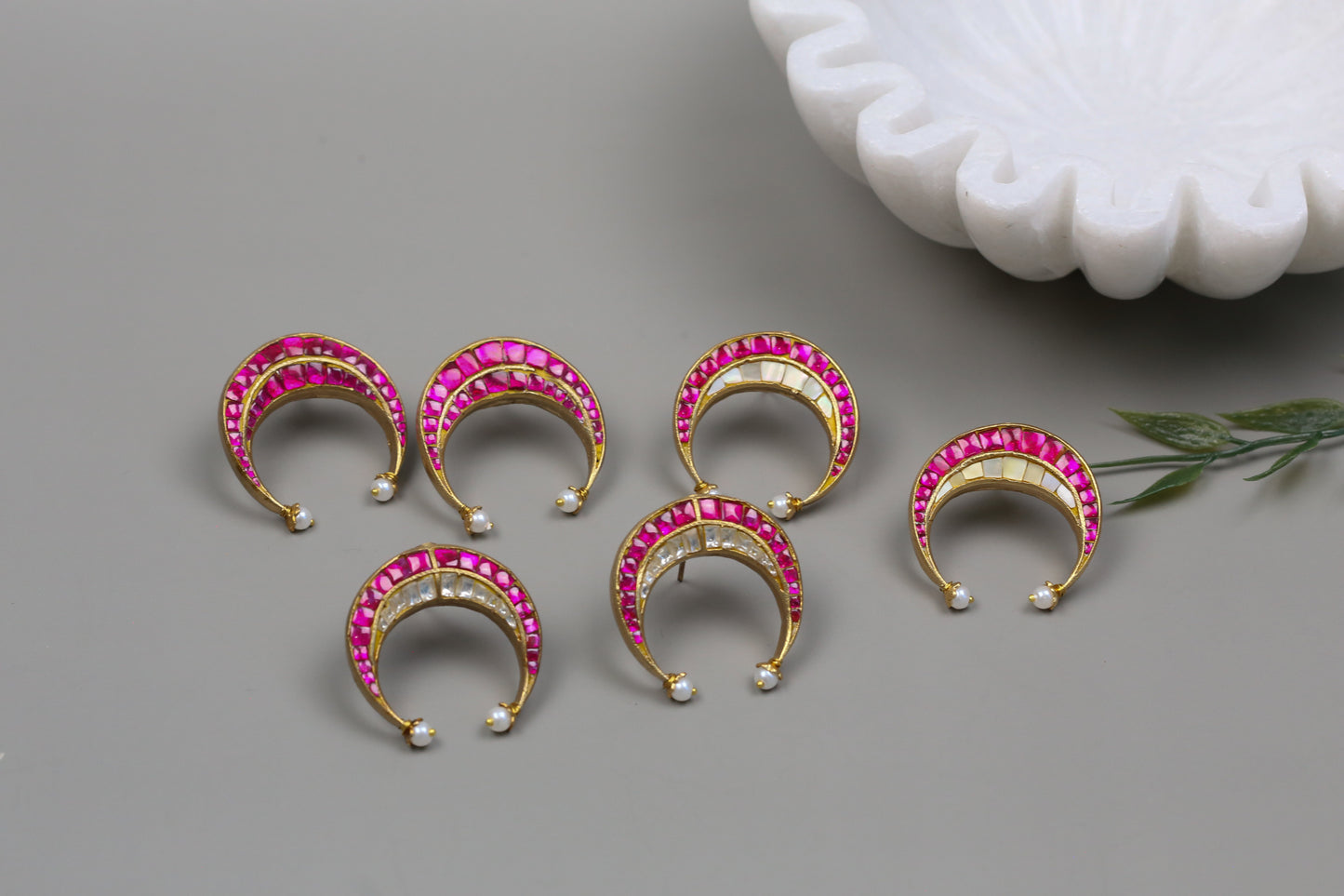 Designer Kundan Chand Earrings