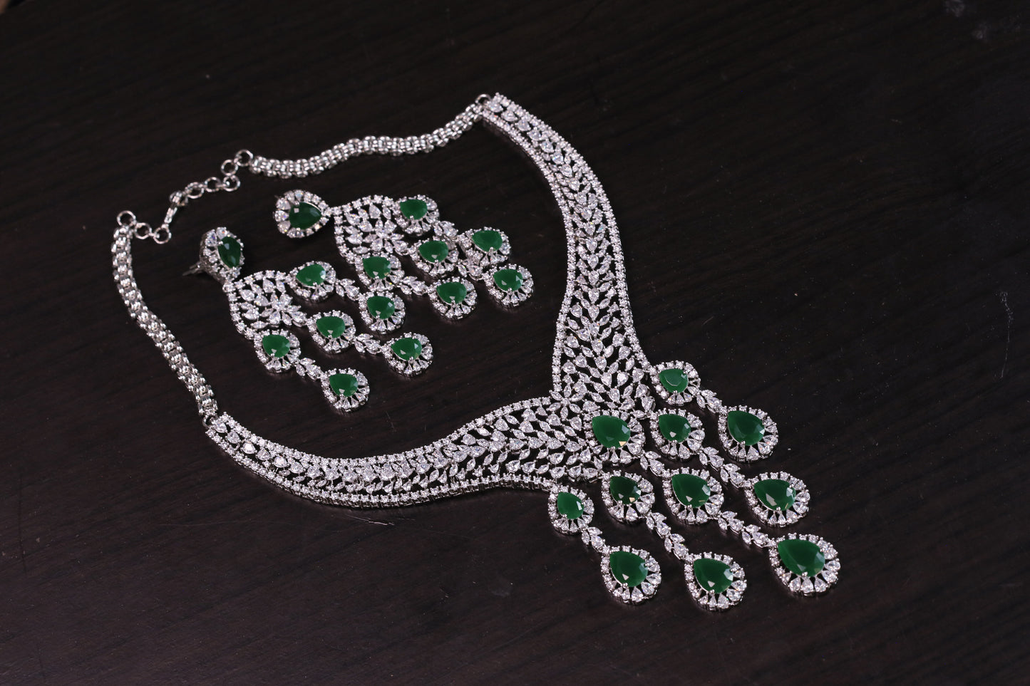 Kiran Premium CZ Necklace Set - Green