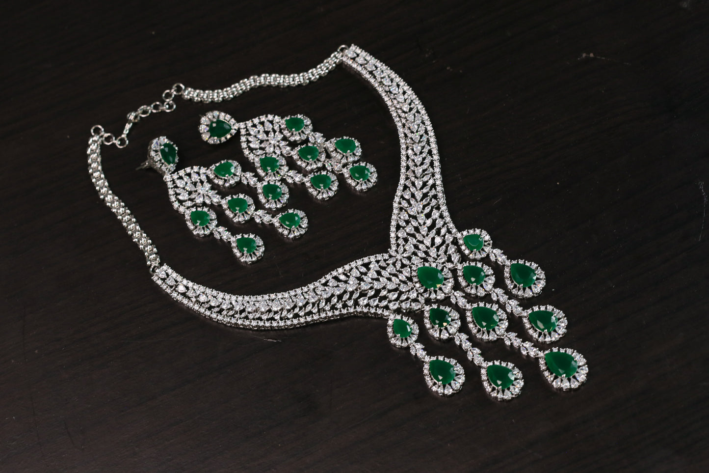 Kiran Premium CZ Necklace Set - Green
