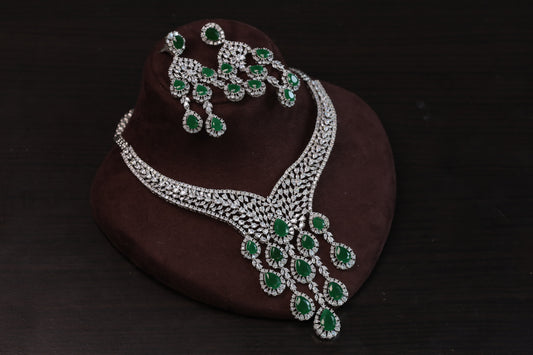 Kiran Premium CZ Necklace Set - Green