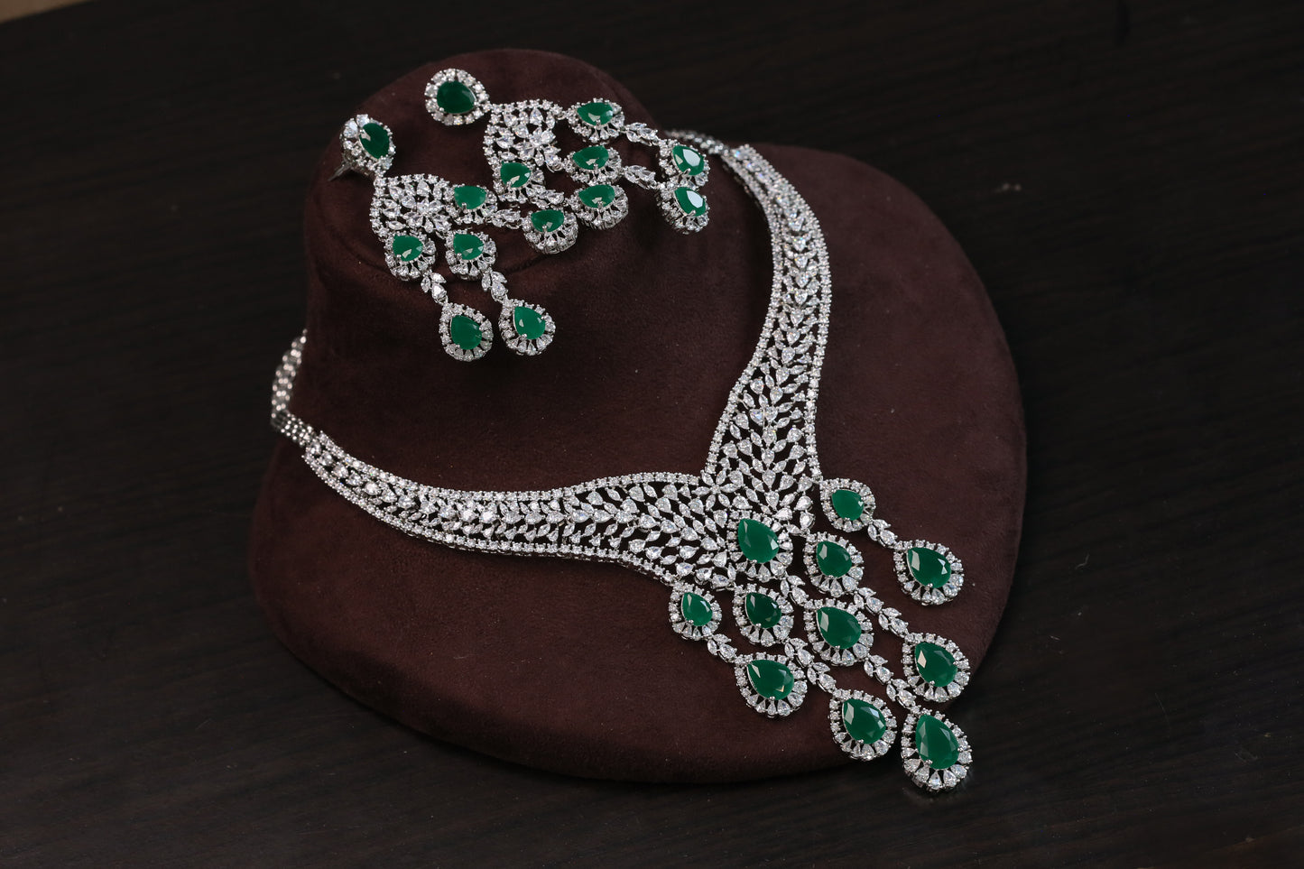Kiran Premium CZ Necklace Set - Green