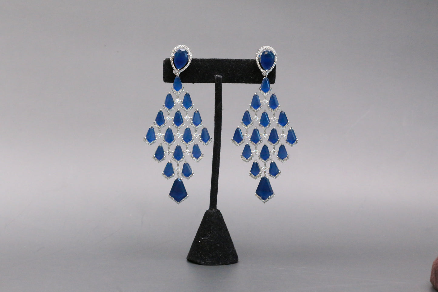 Premium CZ Doublet Earrings - Blue