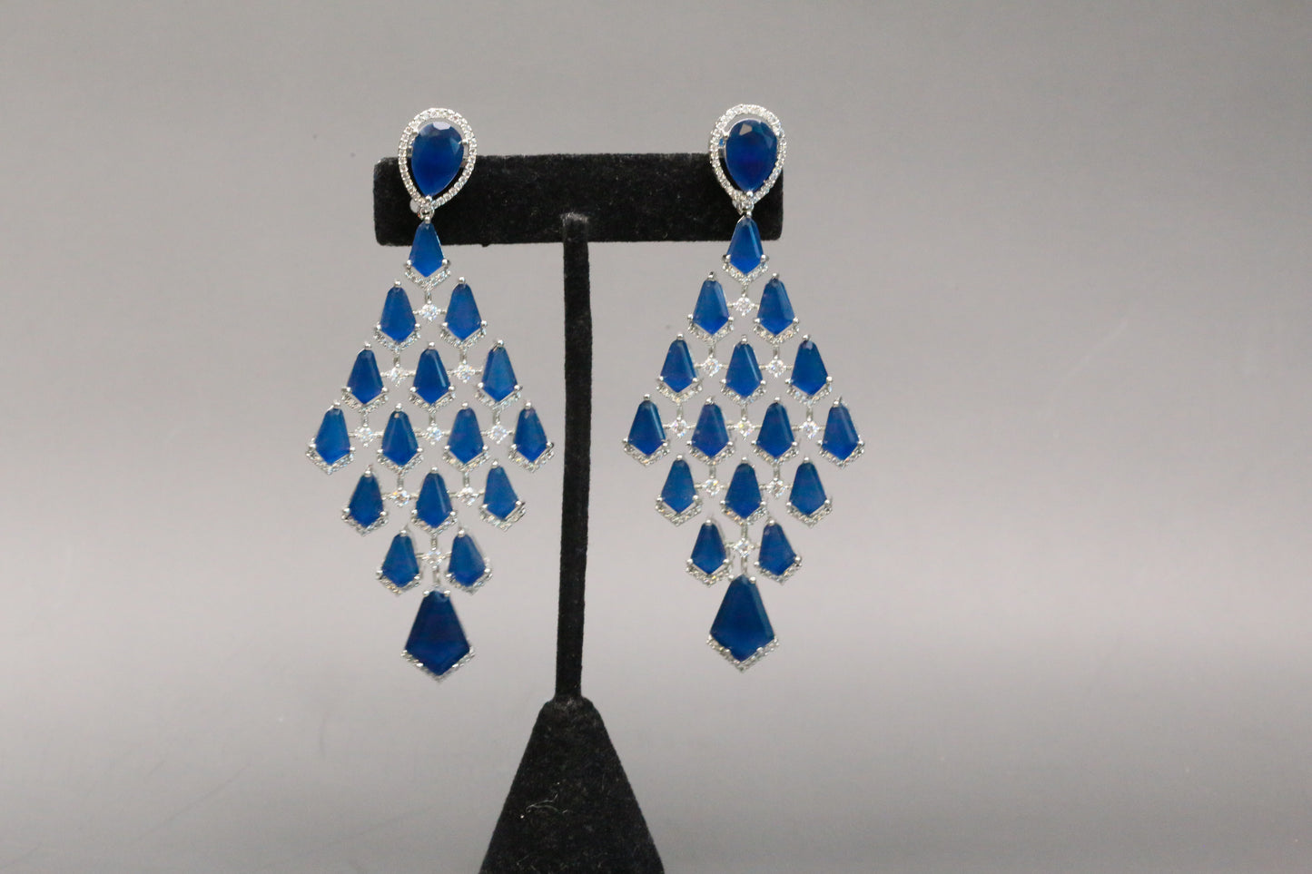 Premium CZ Doublet Earrings - Blue