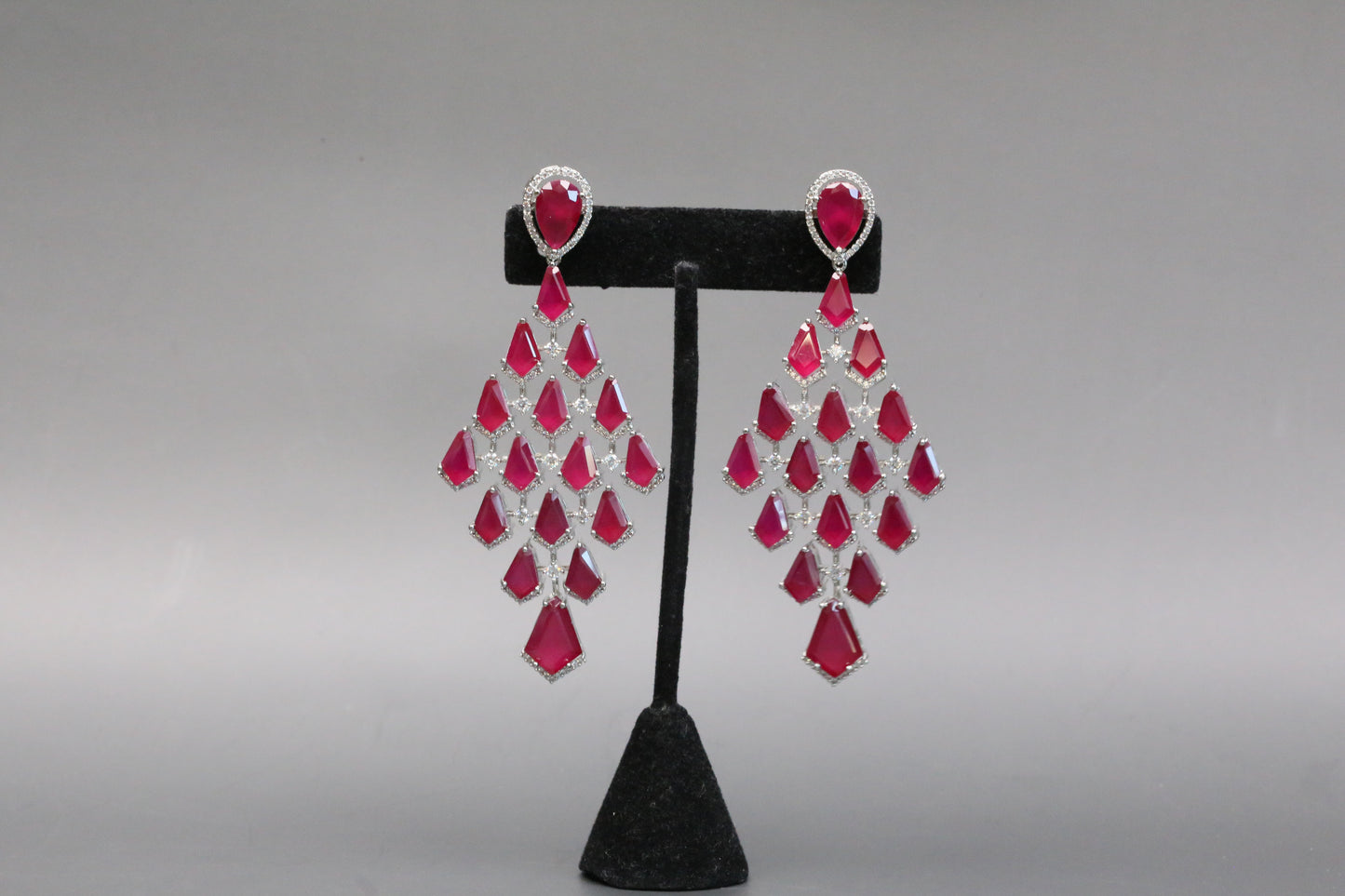 Premium CZ Doublet Earrings - Ruby