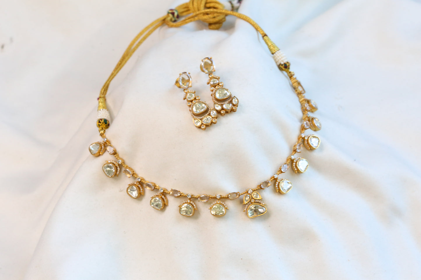 Meera Dainty Real Moissanite Necklace Set - Clear
