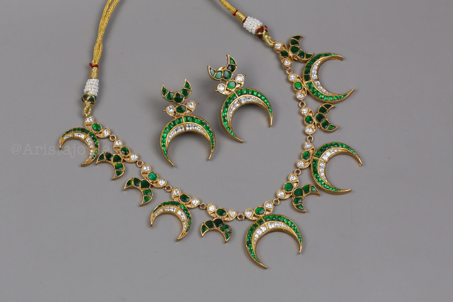 Chandramukhi Jadau Kundan Necklace Set - Green