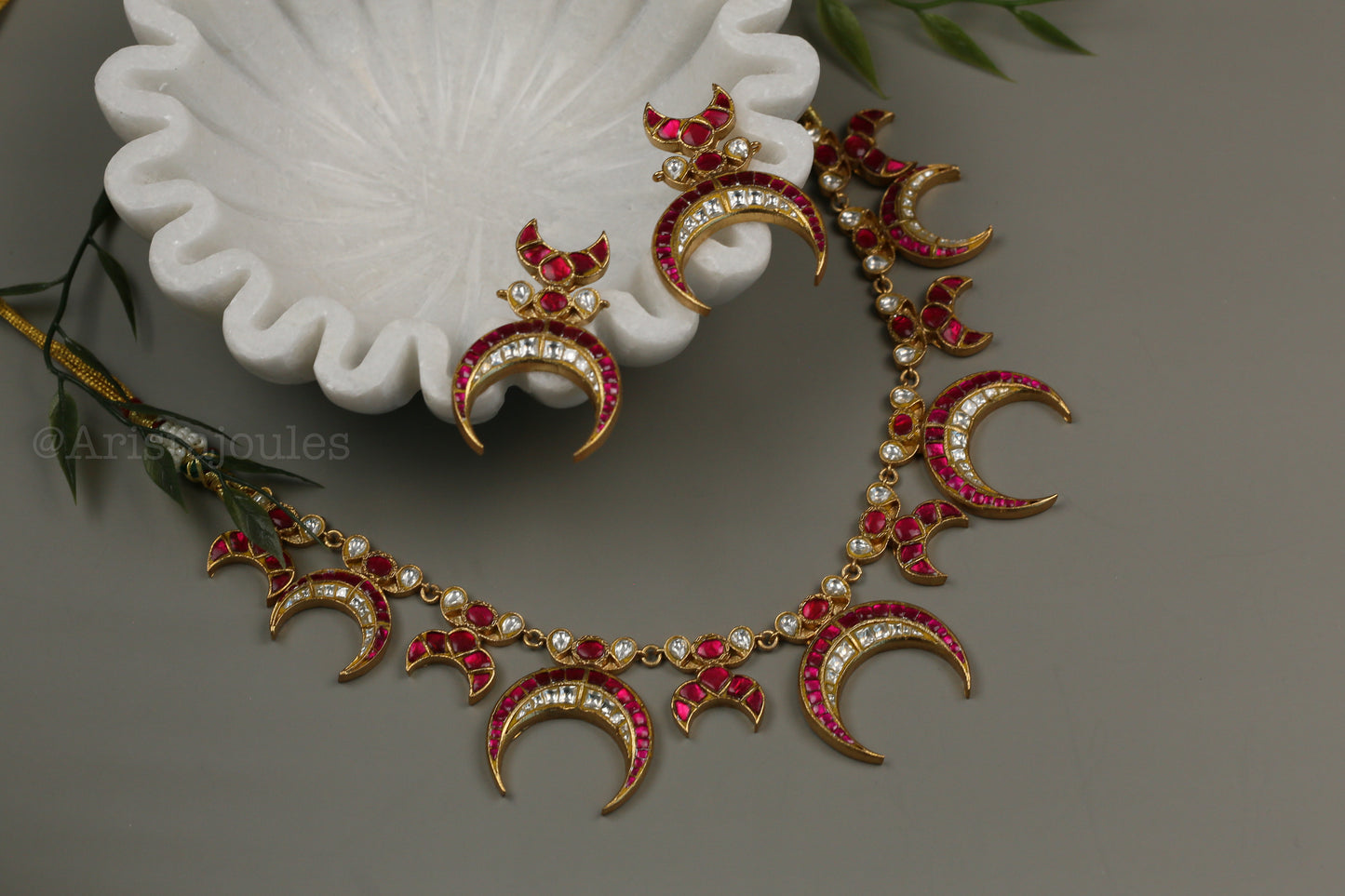 Chandramukhi Jadau Kundan Necklace Set - Ruby