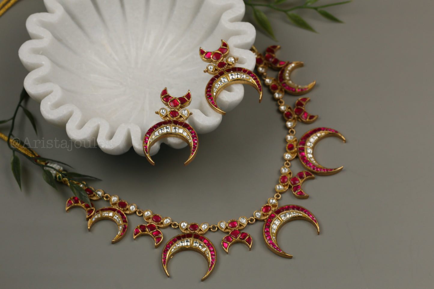 Chandramukhi Jadau Kundan Necklace Set - Ruby