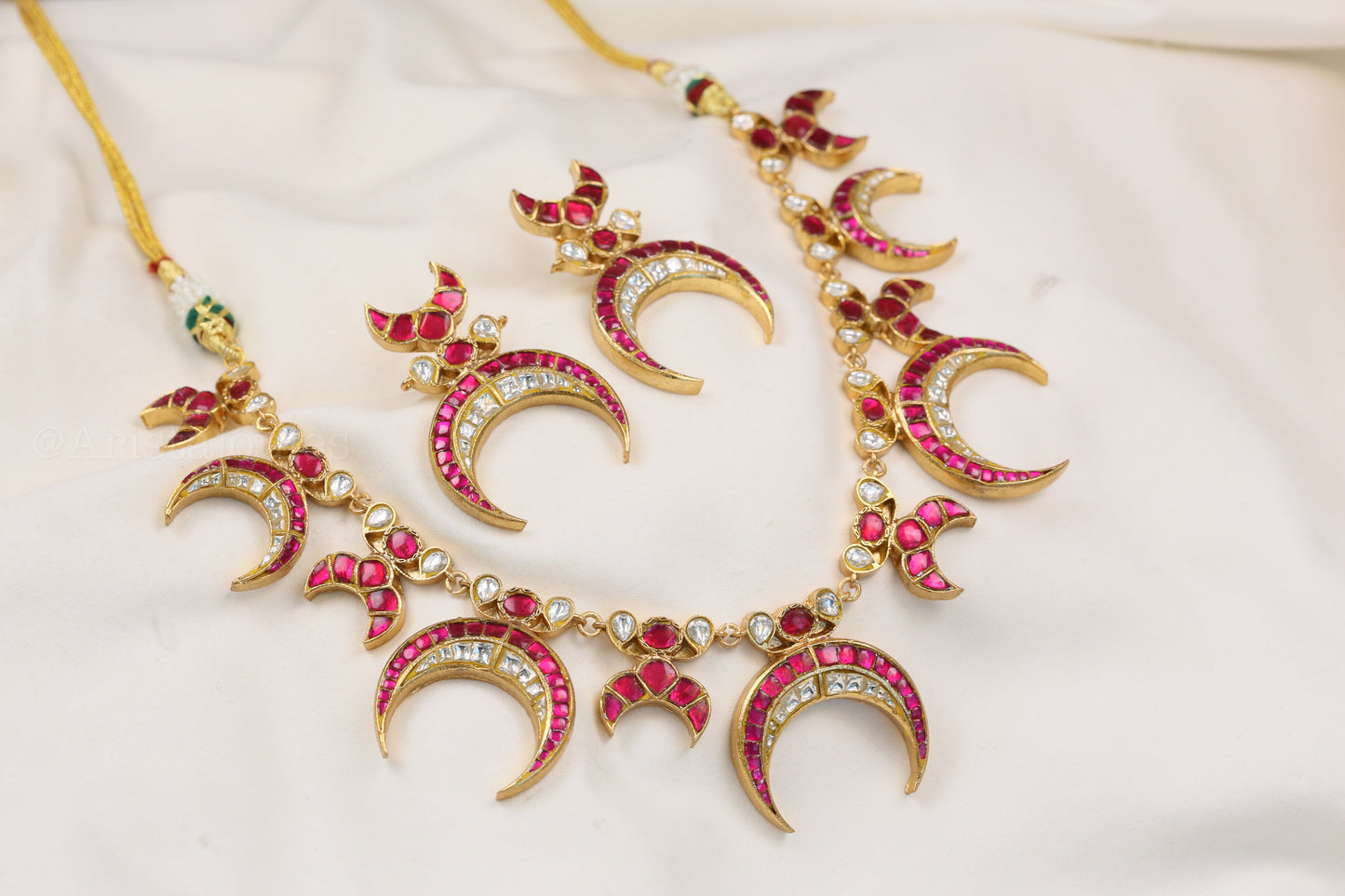 Chandramukhi Jadau Kundan Necklace Set - Ruby