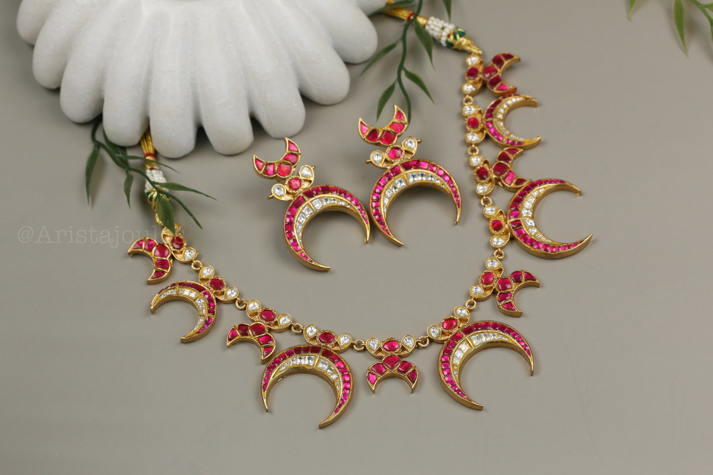 Chandramukhi Jadau Kundan Necklace Set - Ruby