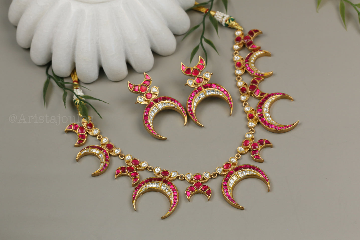 Chandramukhi Jadau Kundan Necklace Set - Ruby