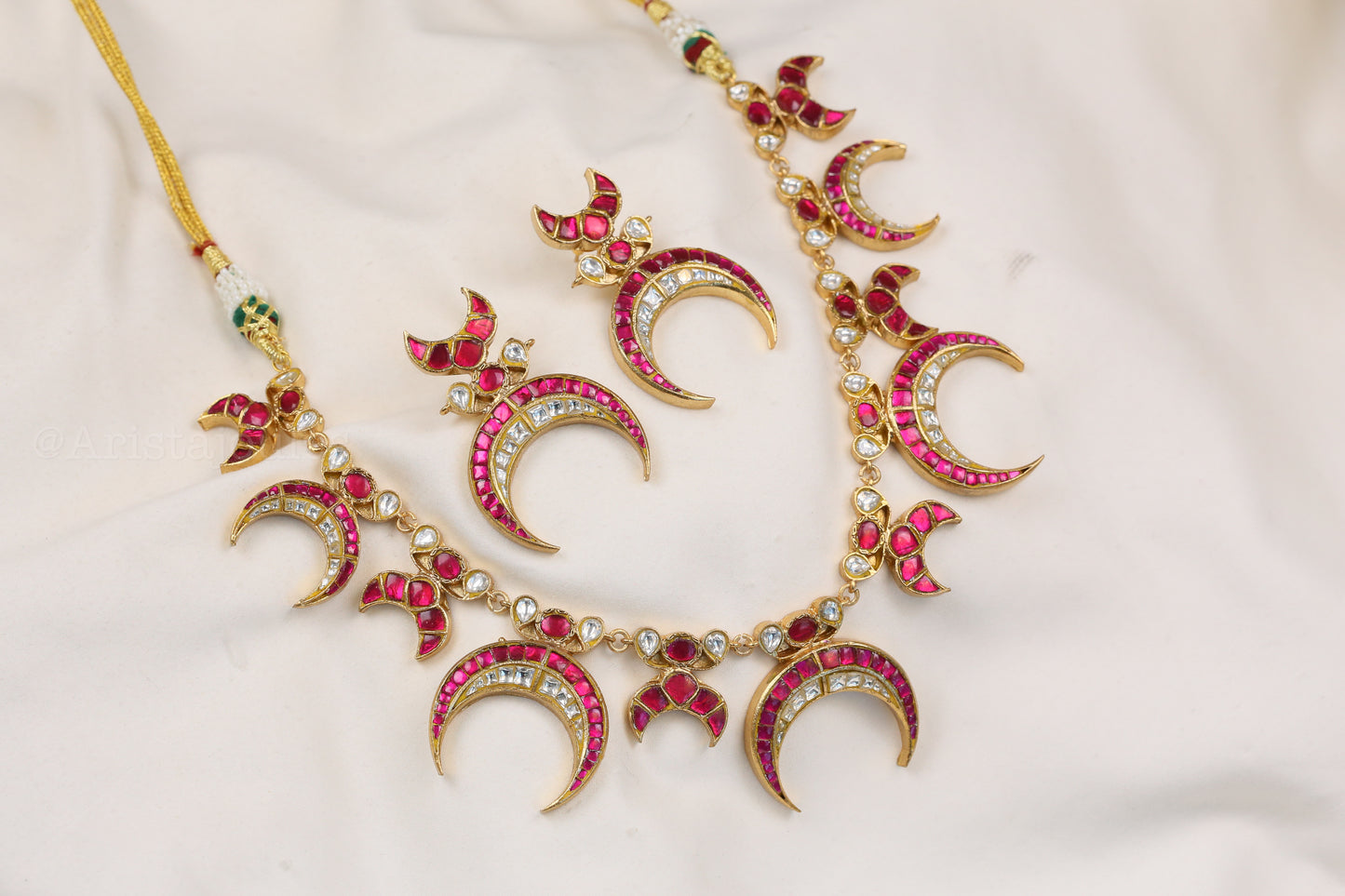 Chandramukhi Jadau Kundan Necklace Set - Ruby