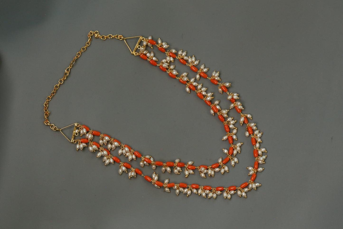 Coral Beaded Pearl Mala