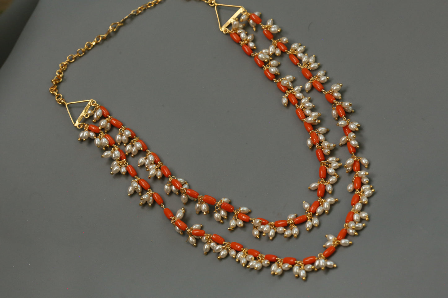 Coral Beaded Pearl Mala