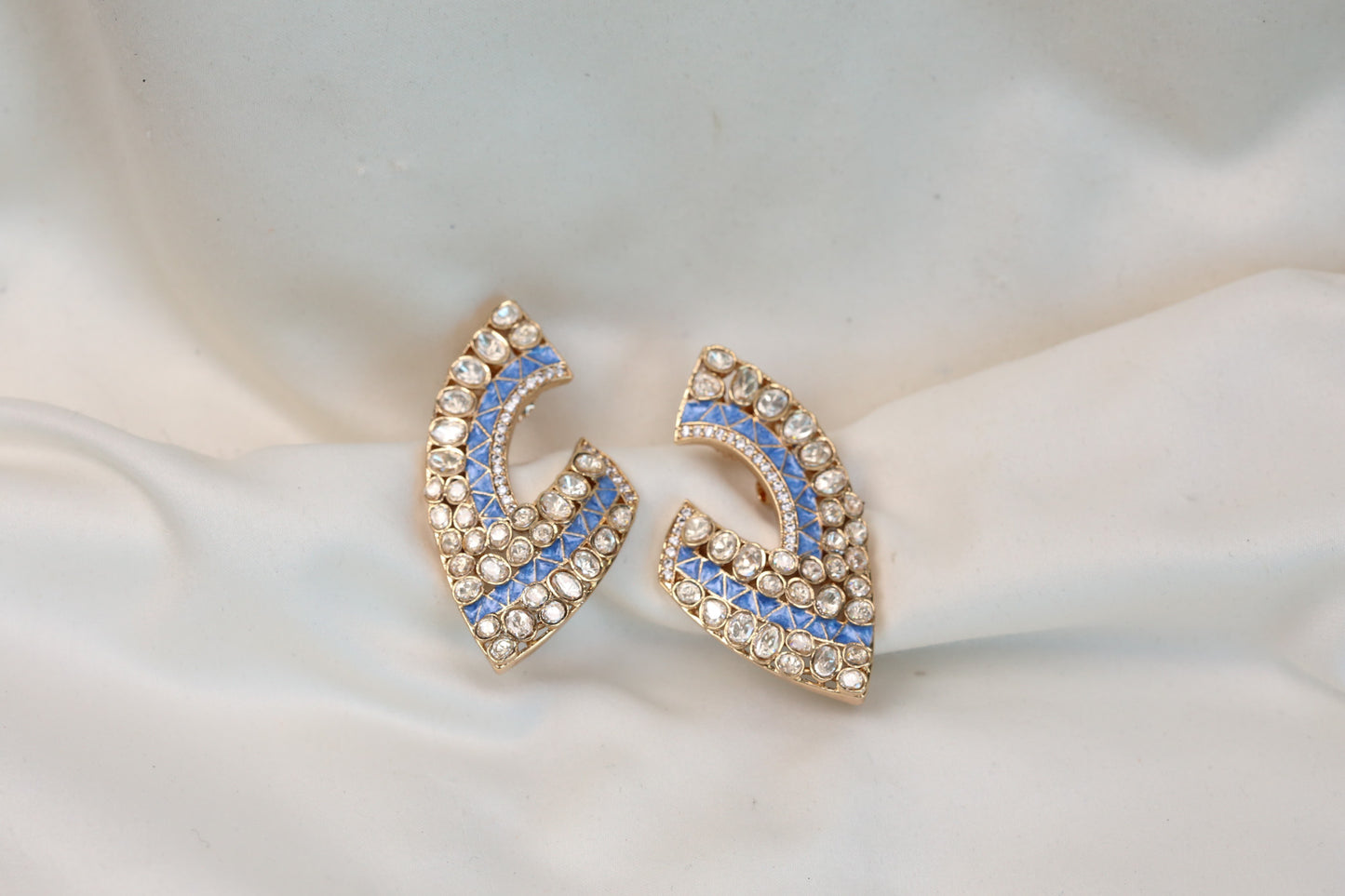 Premium Quality Moissanite Enamel Studs - Blue
