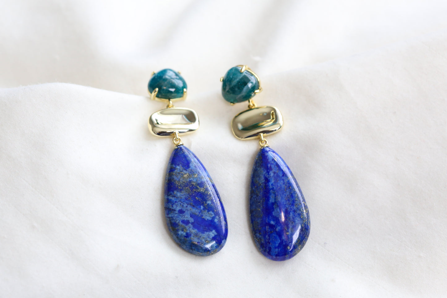Meera Semiprecious Lapis & Apatite Earrings