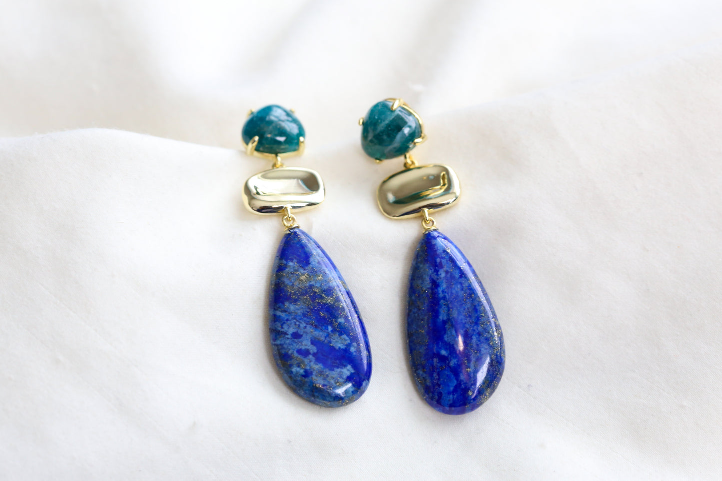 Meera Semiprecious Lapis & Apatite Earrings