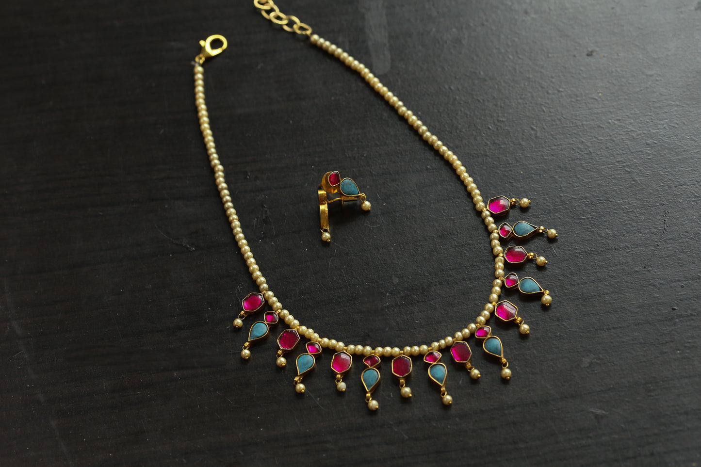 Alia Vintage Look Kundan Necklace Set