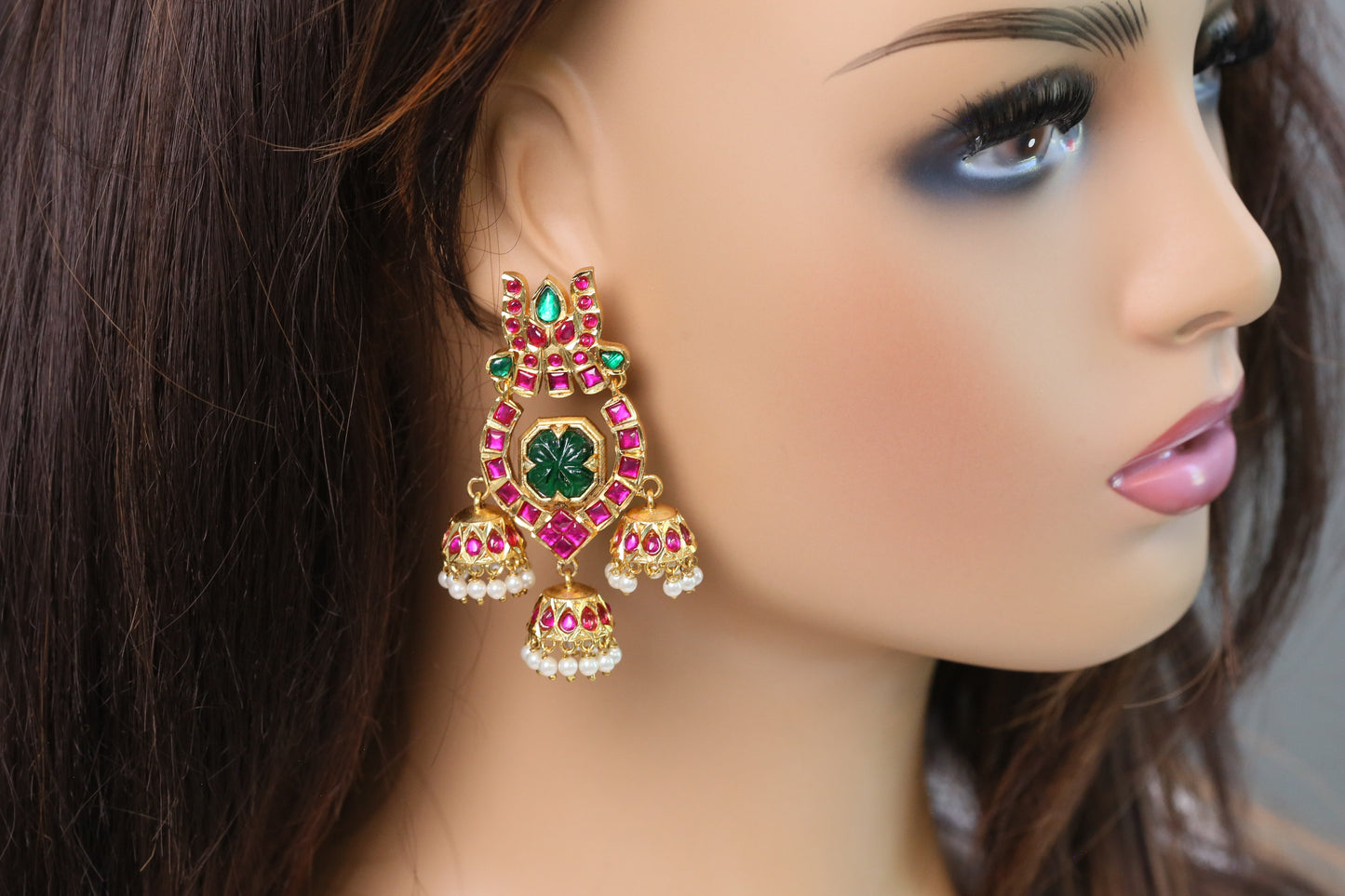 Sakshi Multicolor Layered Jadau Jhumka