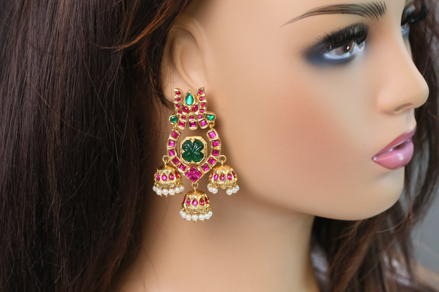 Sakshi Multicolor Layered Jadau Jhumka