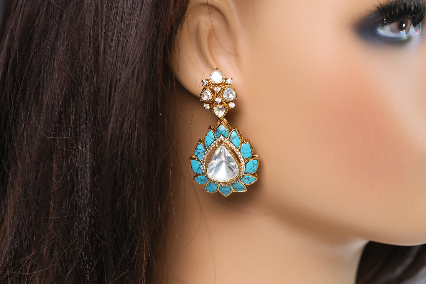 Polki & Turquoise Stone Earrings