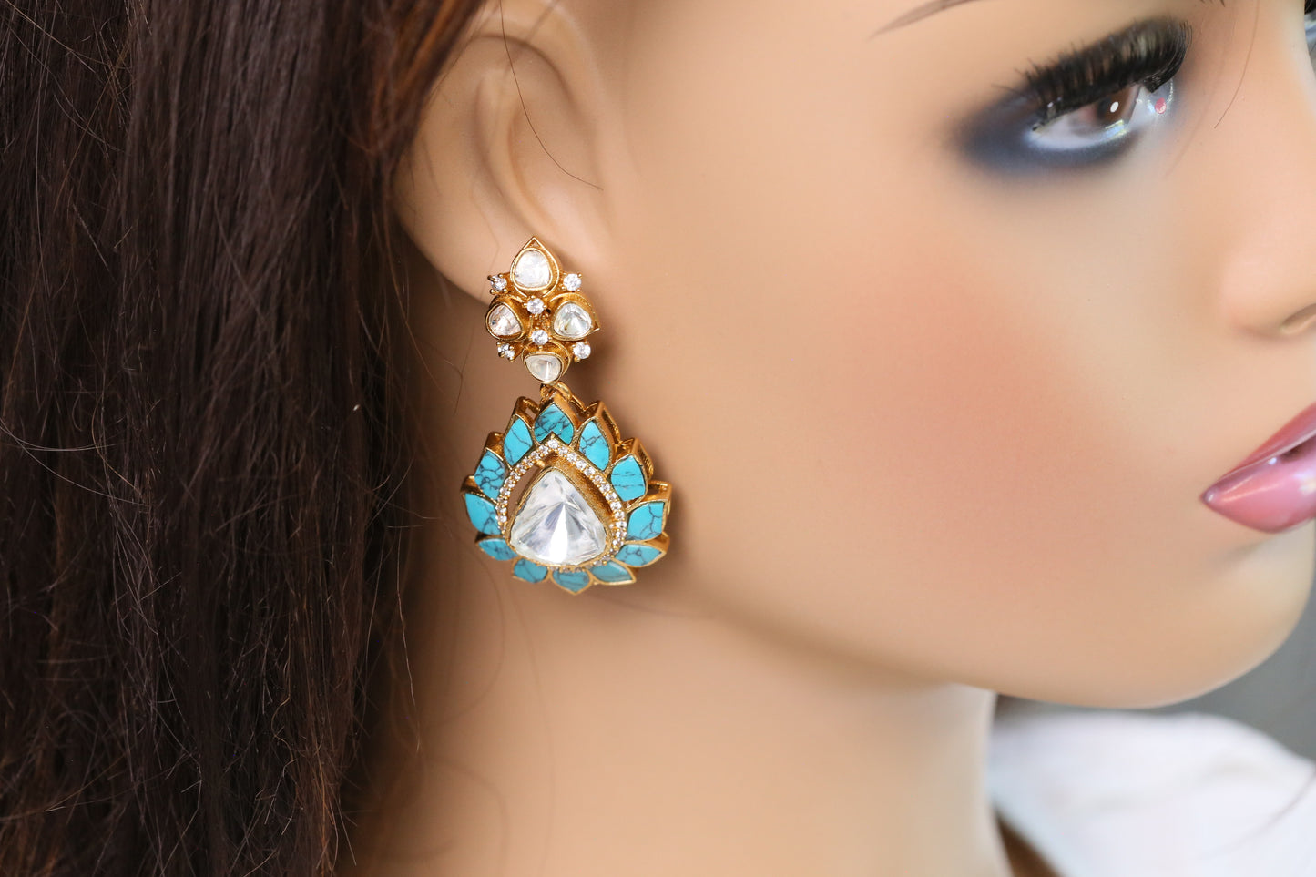Polki & Turquoise Stone Earrings