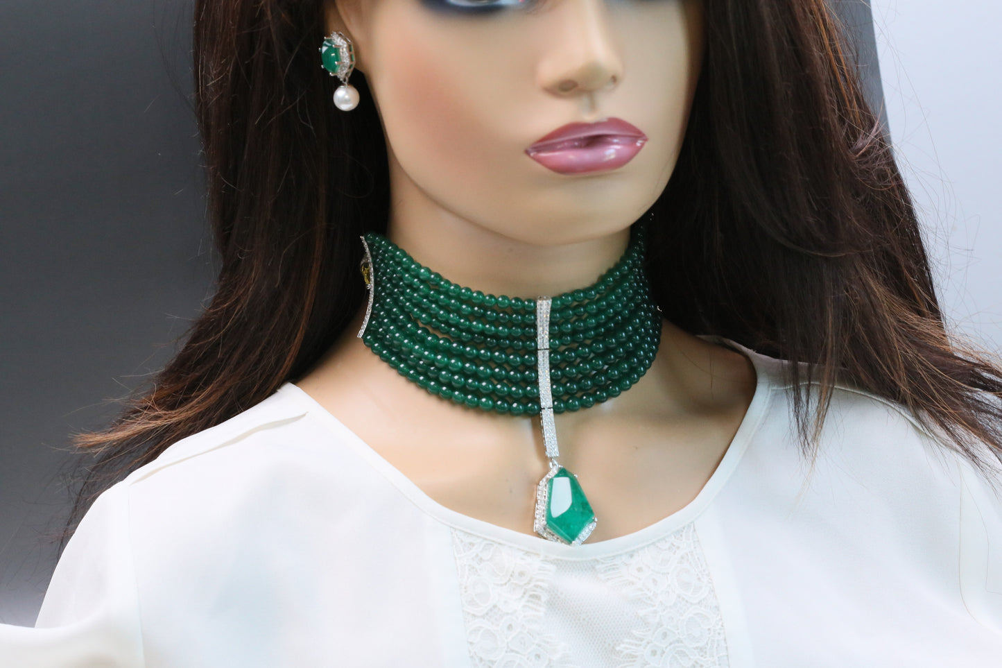 Shilpa Doublet Choker Set - Green