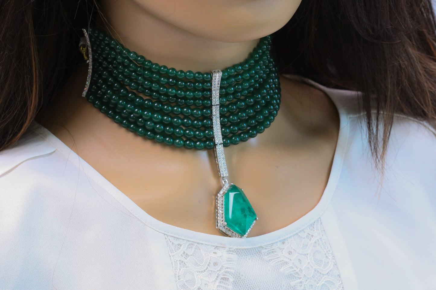 Shilpa Doublet Choker Set - Green