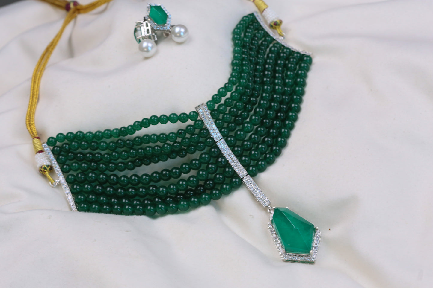 Shilpa Doublet Choker Set - Green