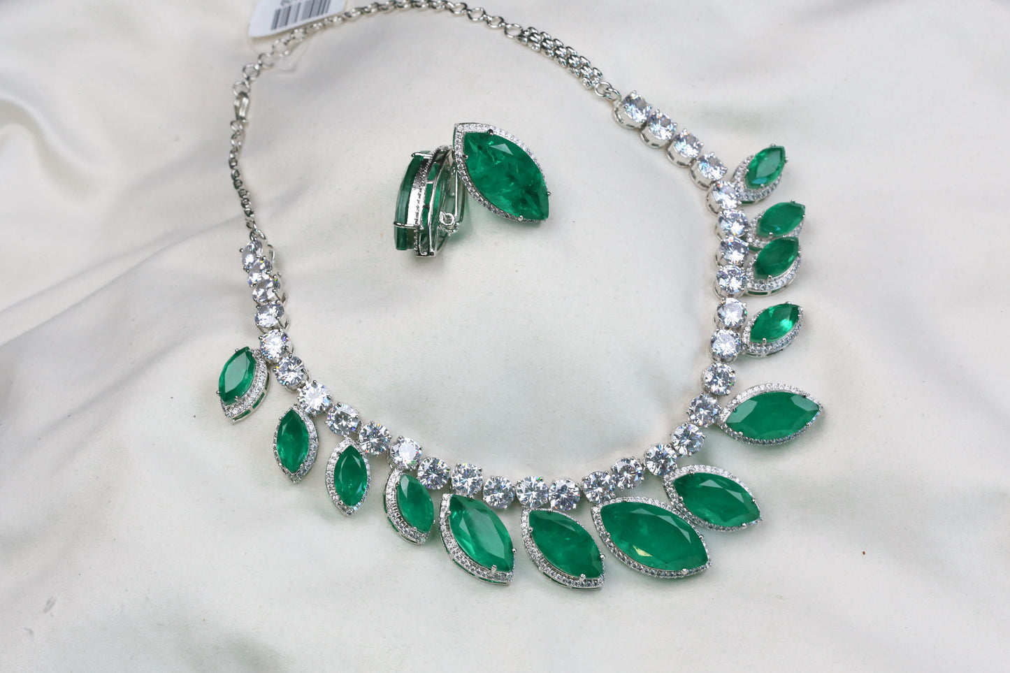 Designer Solitaire CZ & Green Doublet Set