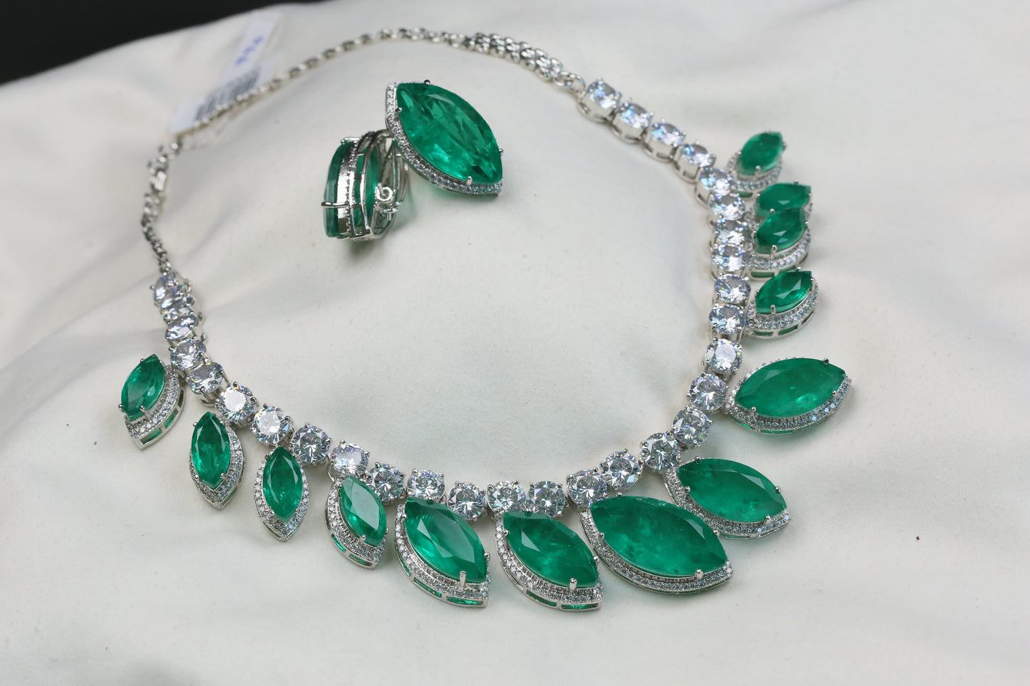Designer Solitaire CZ & Green Doublet Set