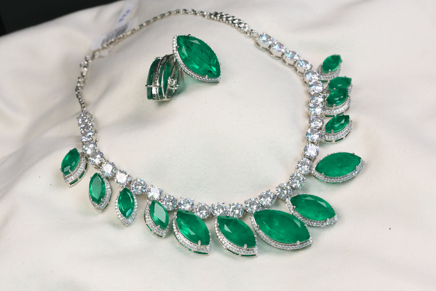 Designer Solitaire CZ & Green Doublet Set
