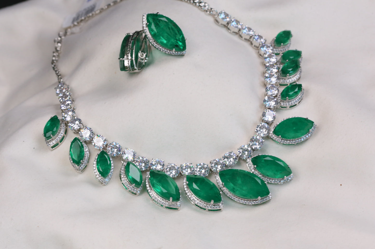 Designer Solitaire CZ & Green Doublet Set