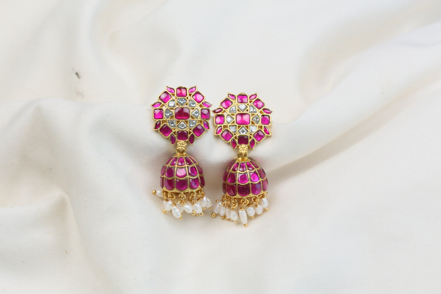 Deepa Kundan Jadau Jhumka - Fresh Water Pearls