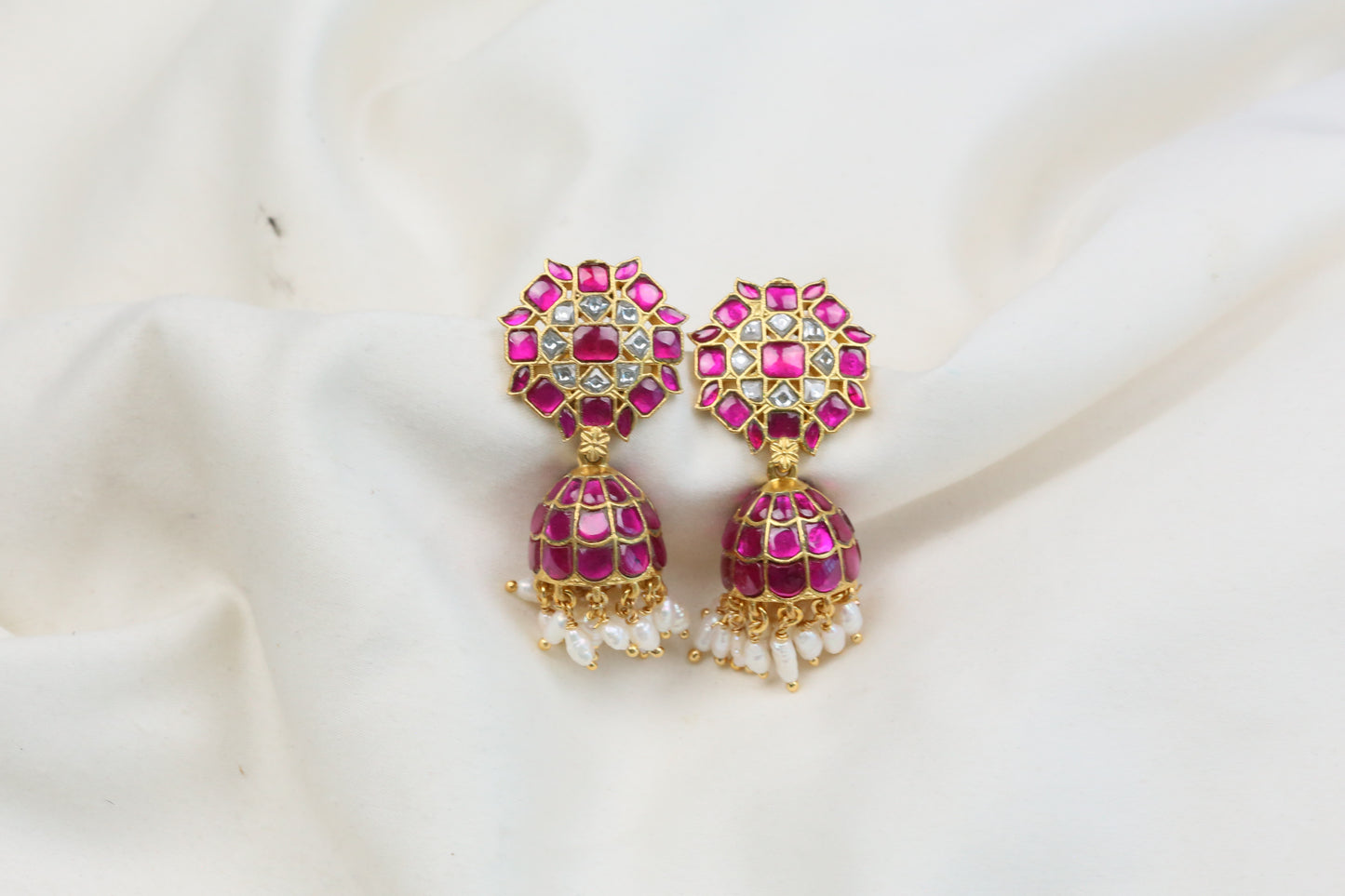 Deepa Kundan Jadau Jhumka - Fresh Water Pearls