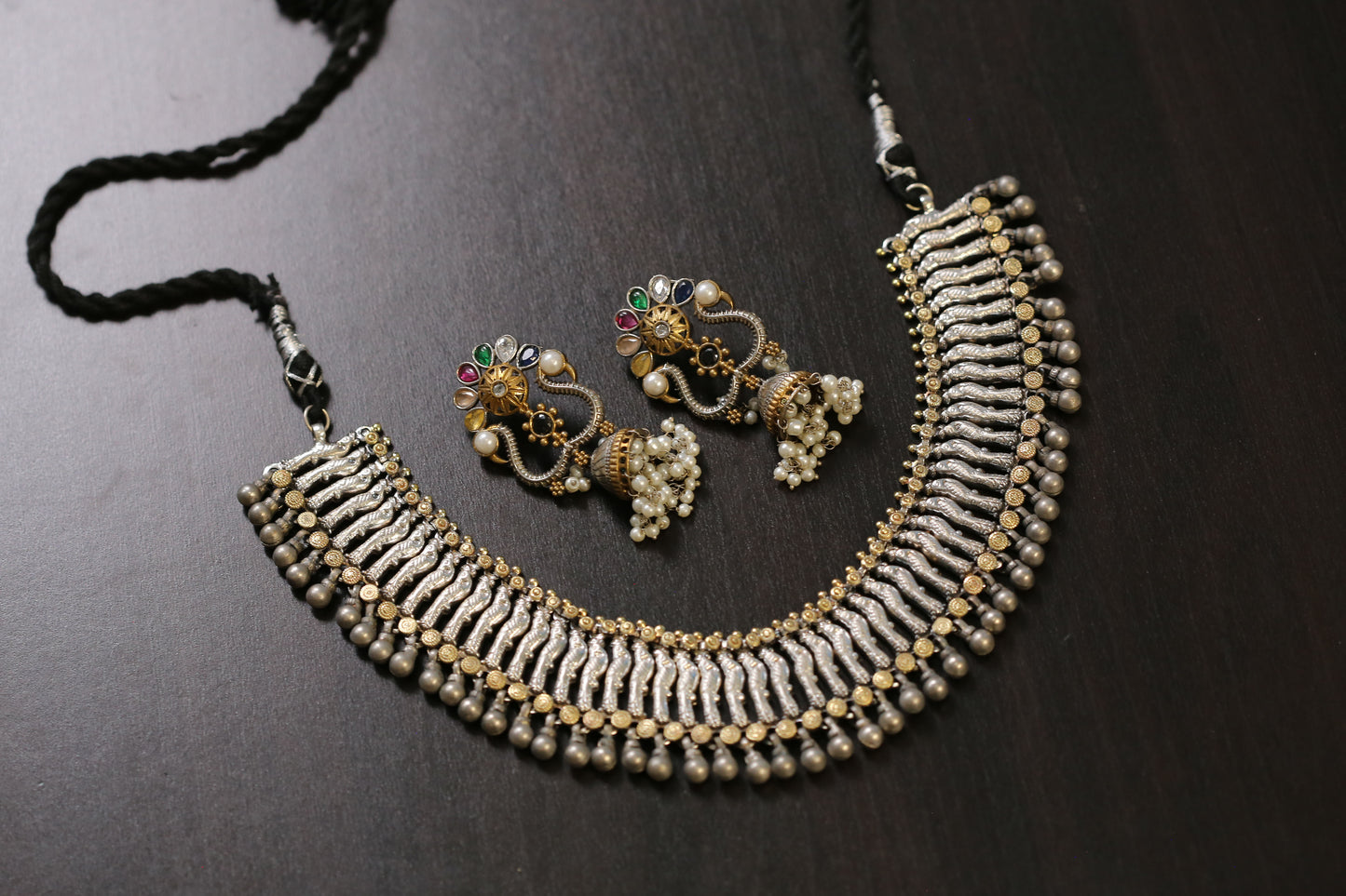 Taruna Dual Tone Oxidized Necklace (T103-25)