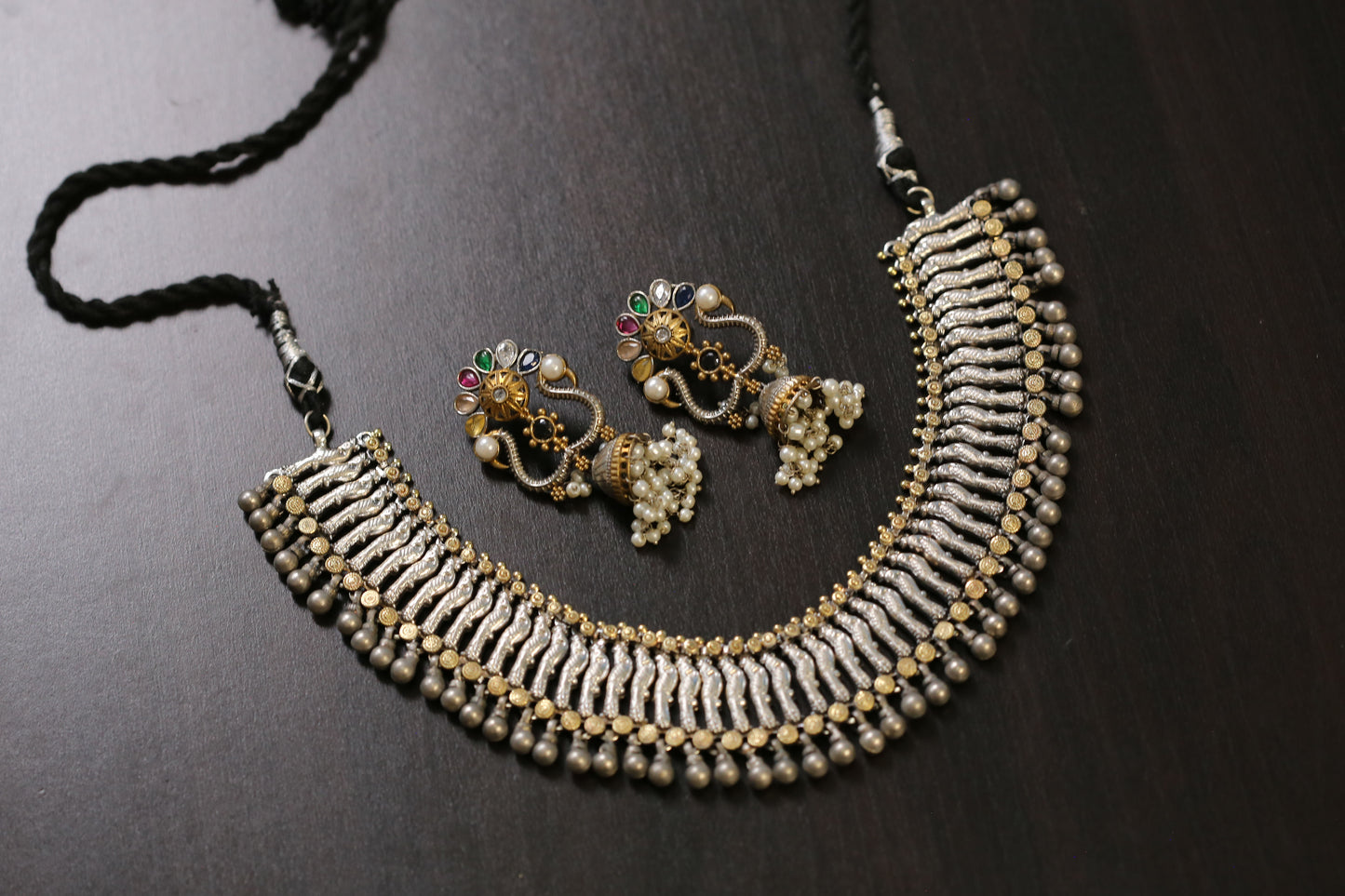 Taruna Dual Tone Oxidized Necklace (T103-25)