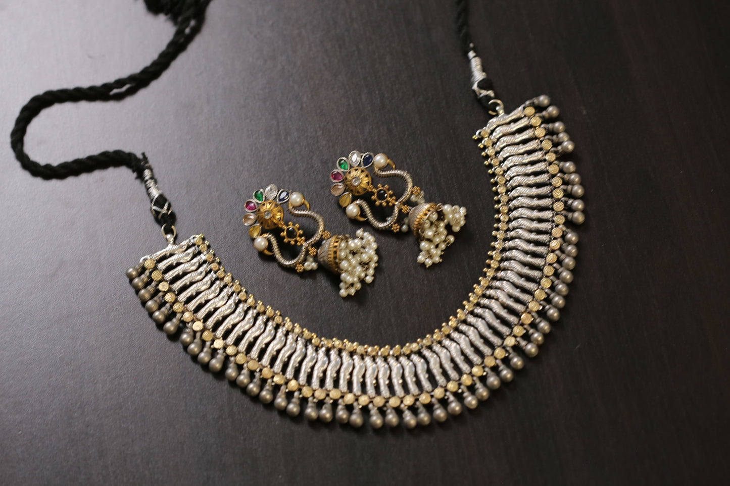 Taruna Dual Tone Oxidized Necklace (T103-25)
