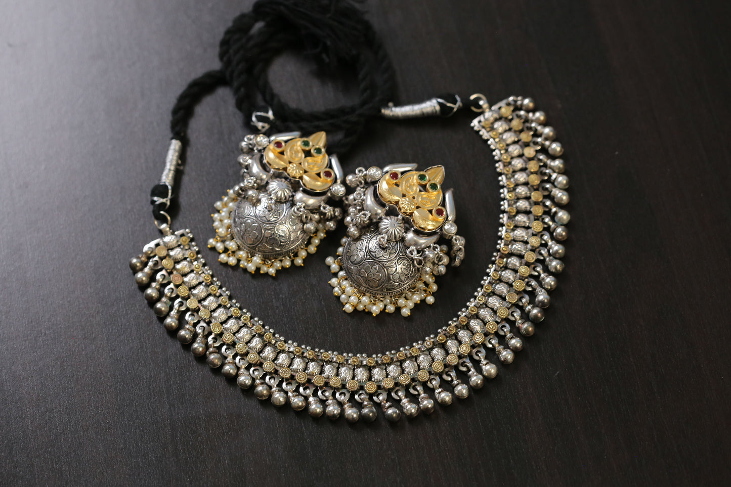 Taruna Dual Tone Oxidized Necklace (T103-26)