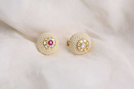 Kundan Polki Pear Rings (Adjustable)