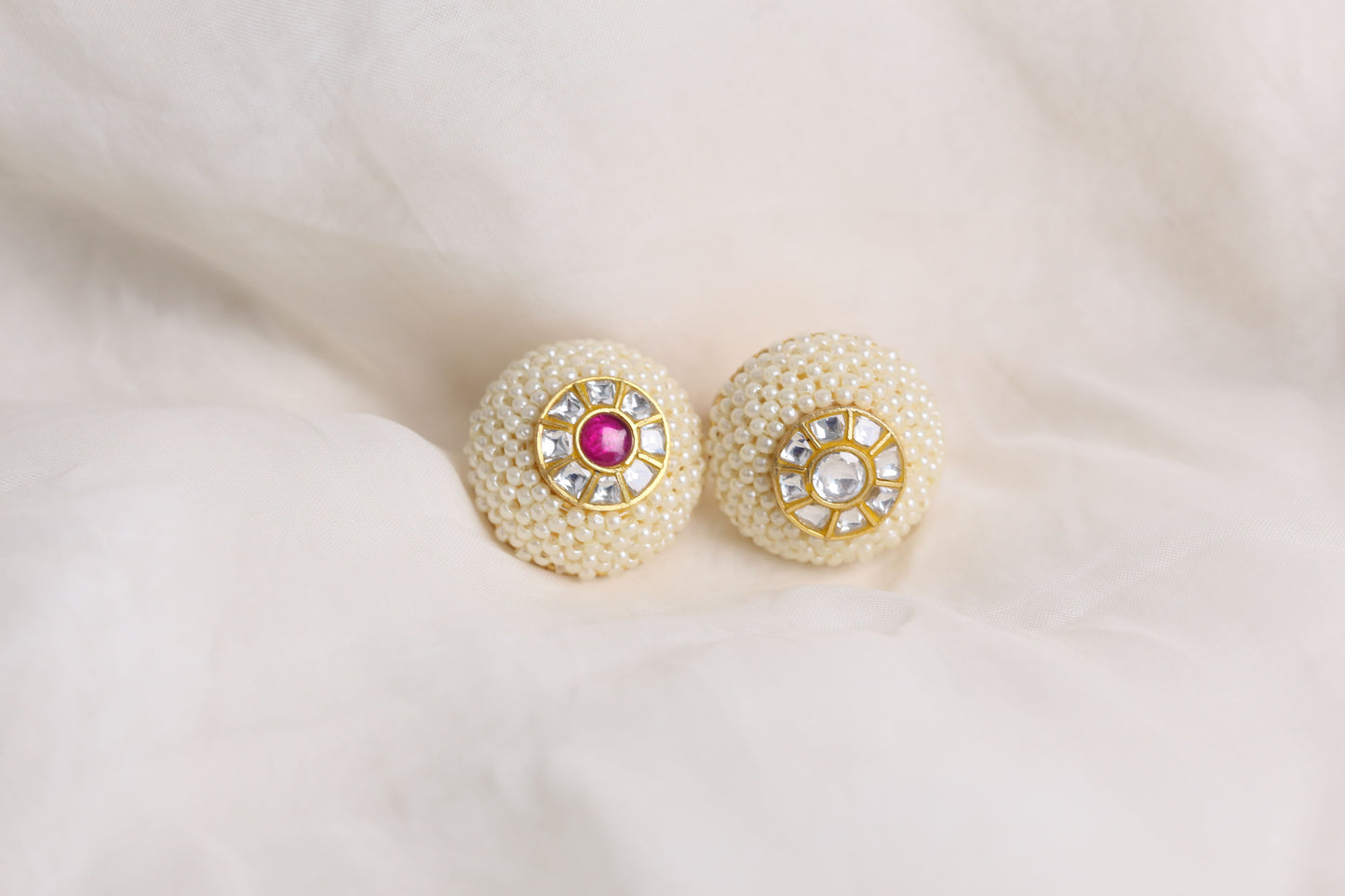 Kundan Polki Pear Rings (Adjustable)