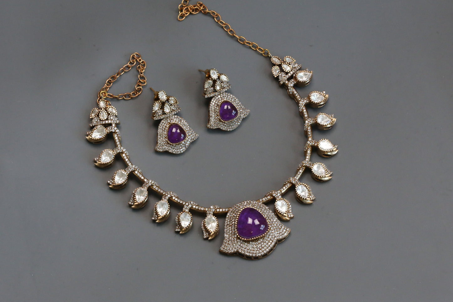 Kamala Purple Doublet, CZ & Moissnaite Set