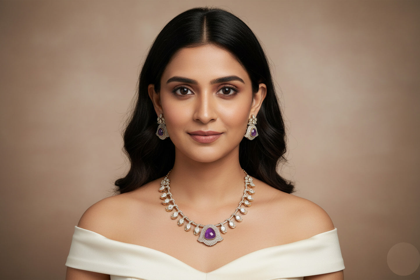 Kamala Purple Doublet, CZ & Moissnaite Set