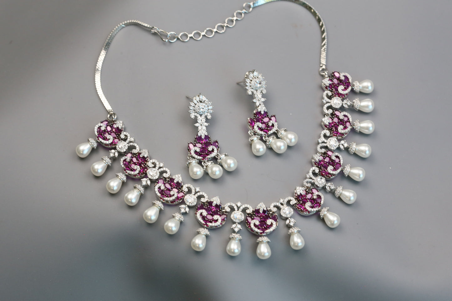 Shakti Premium Quality CZ & Pearls Necklace Set