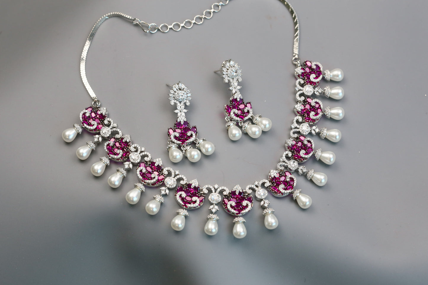 Shakti Premium Quality CZ & Pearls Necklace Set