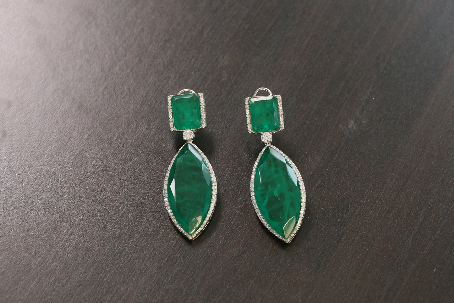 Anjani Doublet Silver Finish Earrings (101-82)