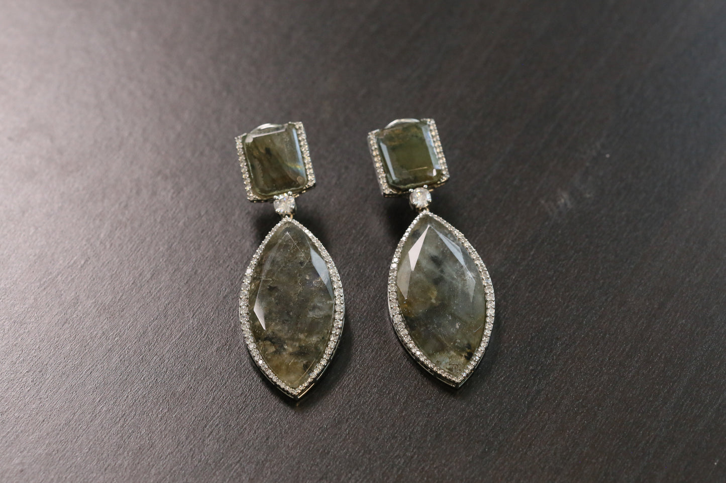 Anjani Doublet Silver Finish Earrings (101-82)